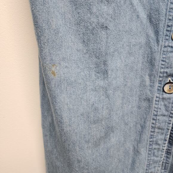 Vintage Robbie Bee Denim Midi Dress Size 12 Short Sleeve Blue Button Up Collared - Picture 5 of 13